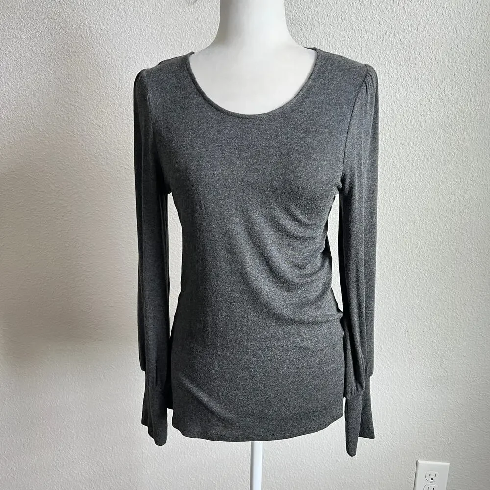 New Bobeau Gray Long Sleeve Sweater Women's S Stretch Pullover Comfortable